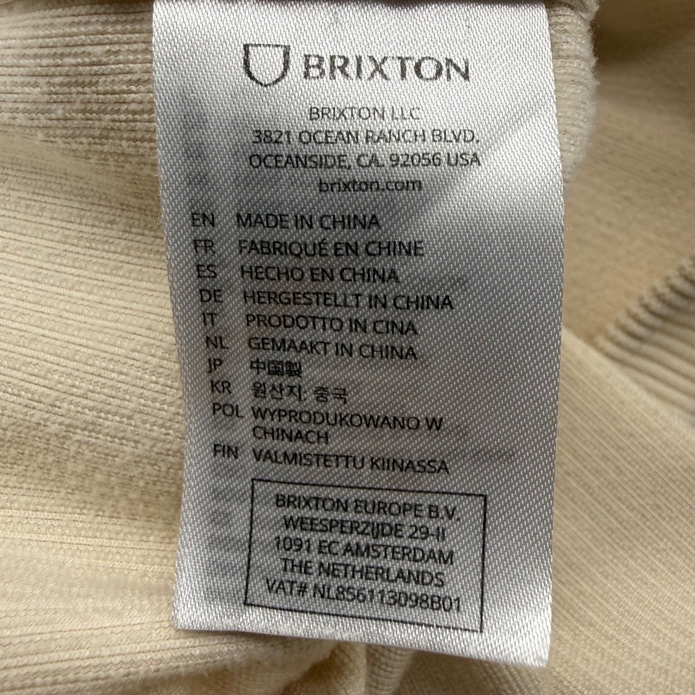 Brixton Button Up Mens XL Cream Corduroy Bowery Standard Fit Long Sleeve Shirt - Picture 6 of 10
